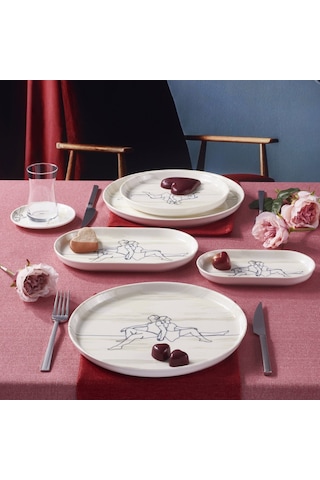 Güral Love 25422 11 Parça 2 Kişilik Bone Kahvaltı Takımı Beyaz