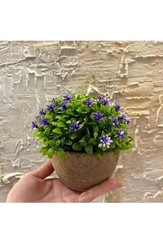 Safir Moru Detaylı Modern Yapay Bitki Tasarımı 13 Cm X 17 Cm Mor