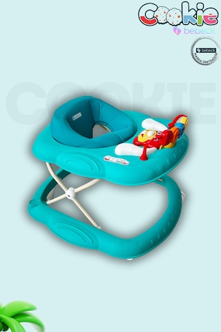 Cookie Ayarlanabilen Müzikli Yumuşak Pedli Lüks Yürüteç Turkuaz
