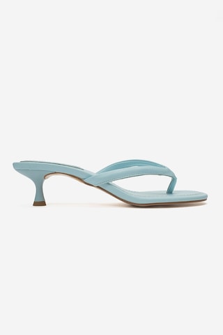 Luvi Shoes Norell Bebe Mavi Cilt Parmak Arası Kadın Topuklu Terlik