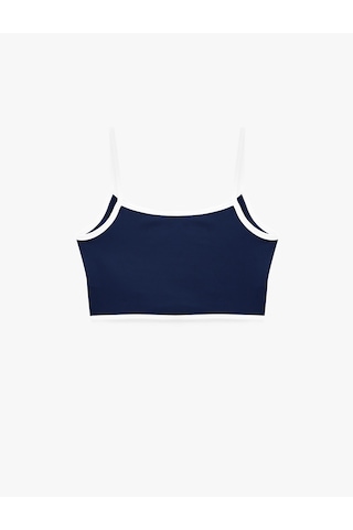 Koton Slim Fit Biyeli İnterlok İnce Askılı Kolsuz Sporcu Sütyeni Lacivert 7wak30059nk
