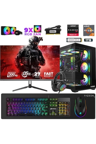 Xaser Star X130 R7-5700X 16 GB 1 TB M.2 NVMe SSD 16 GB RX9060XT 27" Free Dos Dizüstü Bilgisayar