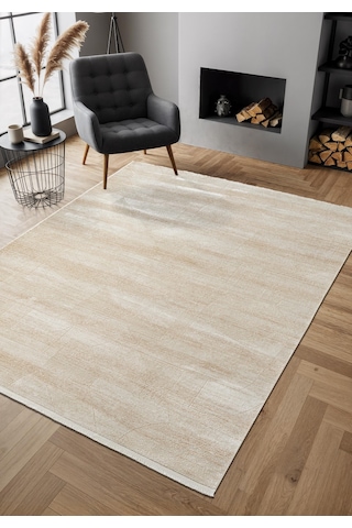 Cosmos Cs001b Bej Halı Modern Detaylı Pamuk Taban Viskon Tozuaz Salon Yatak Odası Koridor Halısı-672 Bej