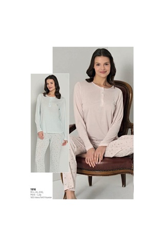 Pijadore Kadın Viskon Uzun Kollu Pijama Takımı 1916 Lila