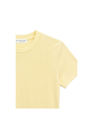 Mixray 2100 Kadın Slim Fit Bisiklet Yaka Soft Basic T-shirt Sarı