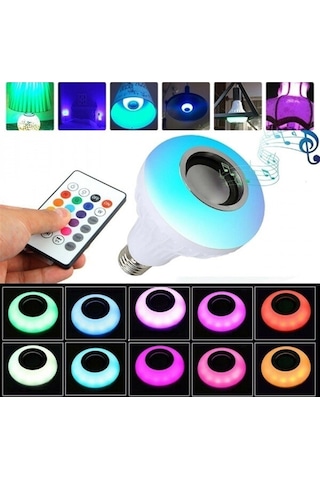 12 W Uzaktan Kumandalı Bluetooth Hoparlör Rgb Led Ampul
