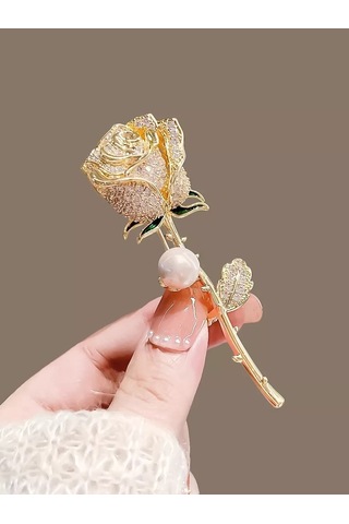 Beautiful Detail Orijinal Gül Desenli Broş 188001077 Altın Rengi