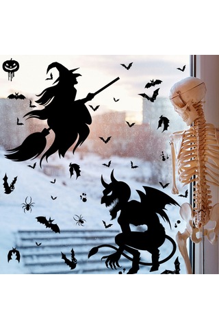 Dianziye Halloween Penceresi Elektrostatik Sticker 8 Adet: Kâbus, Cadı, Koca Ağız, Şeytan, Kemer, Hayalet Ağaç, Balkabak Hayali,ölü Adam - Tekrarlı Kullanım, Zımba Yok, Parti Dekorasyonu Diğer