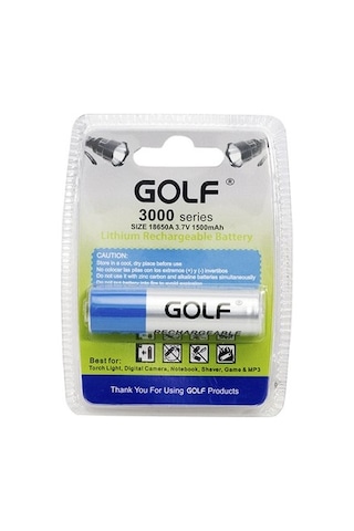 Golf 661097 1500 mAh 18650A Başlı Lityum Blister Şarj Edilebilir Pil