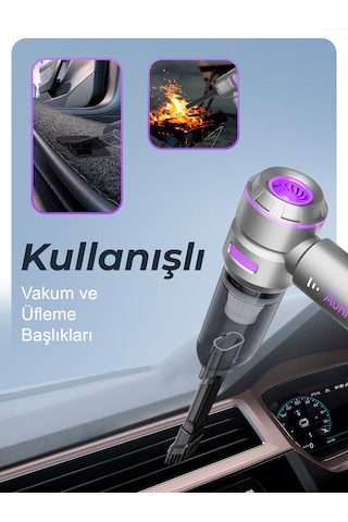 Auhma Ahv-02 20.000PA Kablosuz Taşınabilir Araç İçi Süpürgesi Mor