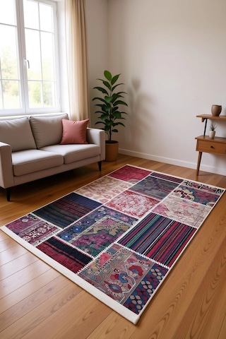 Blghome Patchwork Modern Halı Dekoratif Kilim Pudra