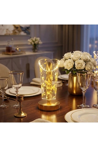Gece Lambası Açık Silindirik Kristal Altın Toz Formlu Led Masa Lambası Tabanlı Dokunmatik 3 Renk Işık Modlu Şarj Edilebilir Modern Dekor Amaçlı Gold . 80408929