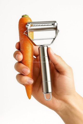 Jumbo Boy Paslanmaz Çelik Turbo Jülyen Sebze Ve Meyve Soyucu Pratik Soyacak Metal Sebze Soyacak 18cm Gümüş