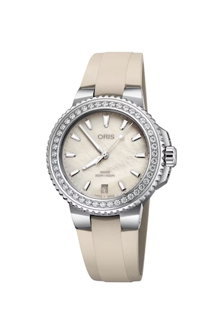 Oris Aquis Date Diamonds 36.5 Mm Otomatik Saat 01 733 7792 4956-0 Krem