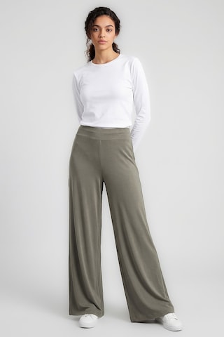 Koyu Bej Comfort Fit Geniş Paça Korsajlı Palazzo Kadın Pantolon - 94681