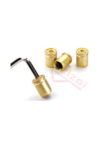 Renkli 4 Lü Sibop Kapak Seti Araba & Motosiklet Uyumlu, Alüminyum, Hava Kaçağını Önler - Sarı