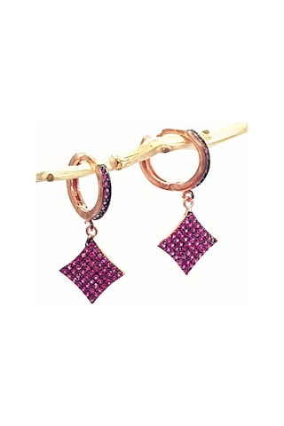 Pembe Zirkon Taşlı Gümüş Sallantılı Küpe N11.75714 Pembe Zirkon Taşlı Gümüş Sallantılı Küpe N11.75714