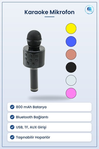 Kablosuz Karaoke Mikrofon Hoparlör 800mah Usb Tf Aux Bluetooth Ta