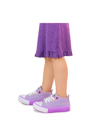 Kiko Kids Tinna Bağcıklı Kız Bebek Keten Spor Ayakkabı Lila