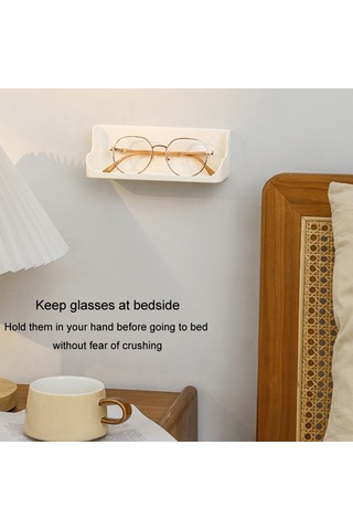 Sones Duvara Monteli Delinmeyen Yatak Başı Gözlük Saklama Kutusu Banyo Tuvalet Malzemeleri Drenaj Rafı Beyaz