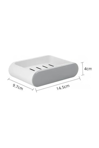 Yapışkanlı Banyo Mutfak Sabunluk Süngerlik Seti, Beyaz, 2&apos Li Set, Duvara Monte, 14.5x9.7x4 Cm 000 Açık Krem