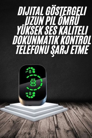 Yeni Nesil Bluetooth Kulaklık Çağrı Cevaplayabilen Dijital Göstergeli Powerbankli Gri 52387826