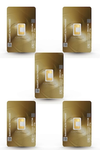 Garanti Gold 2.5 gr Gram Külçe Altın 5 Adet