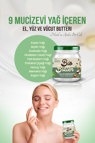 Bio Keratin Gold Bio Butter 9 Yağ İçeren El Yüz ve Vücut Bakım Yağı 210 ML