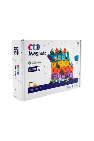 Kzl Mini Magnetic Arabalı Manyetik Yapı Blokları Seti 3.75 Cm 64 Parça Ch1521