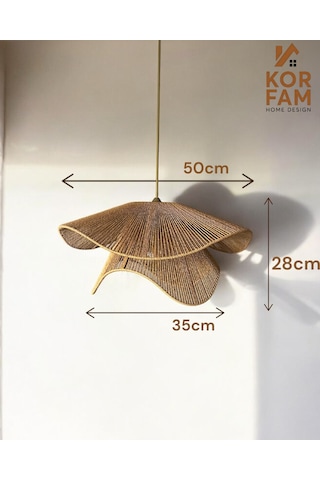 Breeze Modeli - Hasır El Yapımı Bohem Asimetrik Şekilli Rustik Avize - Kahverengi Kahverengi