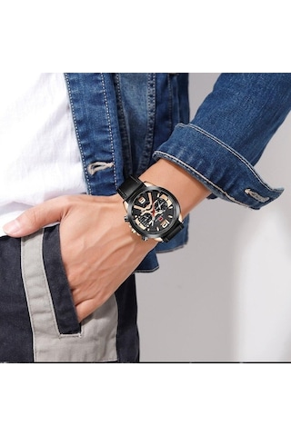 Yingfu Kuvars Saatler Lüks Erkek Kol Saati Siyah&rose Gold, Klasik 30 M Su Geçirmez Takvim Saat Çok Renkli