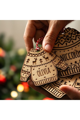 Ahşap Noel Yılbaşı Ağacı Süsü Kazak 5 Adet Noel Ağacı Süslemesi