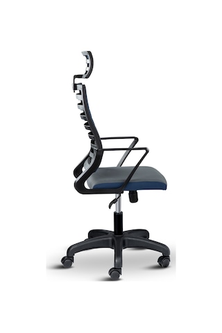 Rigel Başlıklı Ev Ve Ofis Koltuğu Çalışma Koltuğu Gri Mavi