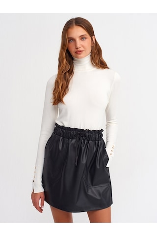 Dilvin Balıkçı Yaka Kolu Droplu Kazak-Ekru - 555888968 Ekru