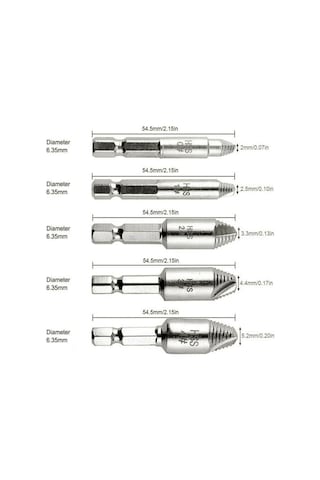 Tangshopping Gr 5 Adet Hasarlı Vida Çıkarıcı Kaldırma Seti 5 Boyutları Güçlü Kavrama Vidaları Cıvata Özü Matkap Ucu Araçları