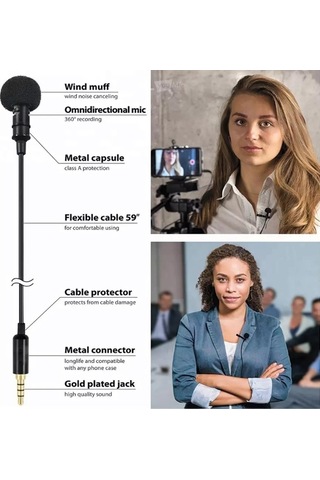 Gam-140 Cep Telefonu Kayıt Yaka Mikrofonu Siyah