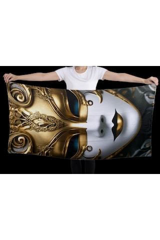 80x150 Su Emici Banyo Havlusu Antibakteriyel Hipoalerjenik Mask1 Altın - Siyah