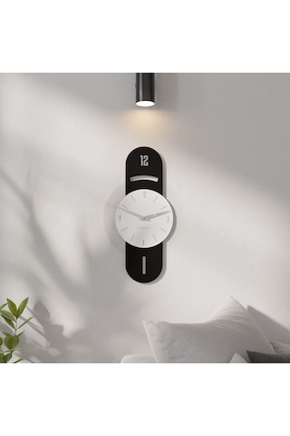 Dekoratif Şeffaf Pleksili Lüx Duvar Saati Siyah Beyaz