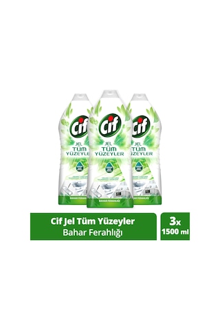 Cif Jel Yüzey Temizleyici Tüm Yüzeyler Bahar Ferahlığı 3 x 1500 ML