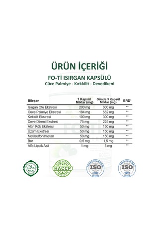 Gökçek Şifa Fo-ti 1000 MG (Isırgan Kapsül) 60 Kapsül