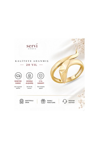 Servi 925 Ayar Linea Yüzük-252 Altın - Gümüş