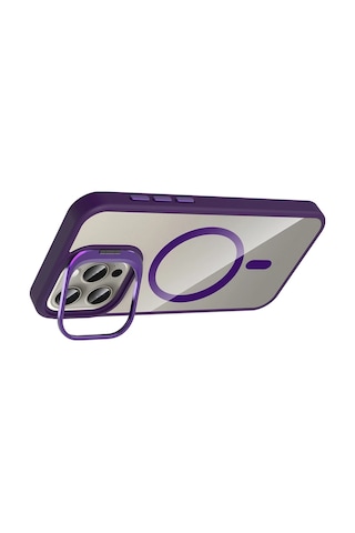 Joko - 439 - Apple iPhone Uyumlu 15 Pro Max Remim Lensli Magsafe Standlı Kapak - - Glblseme - Derin Mor