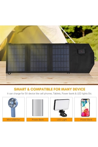 Pazly 10.5w Katlanabilir Taşınabilir Güneş Paneli Yüksek Verimli Usb Girişli Güneş Modülü