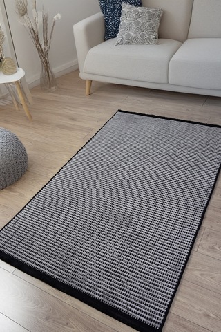 Gri Şönil Kilim Oturma Çocuk Odası Salon Yıkanabilir Hasır Kaymaz Taban Yolluk Halı Siyah Gümüş