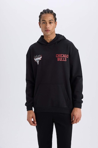 DeFactoFit NBA Chicago Bulls Boxy Fit Kapüşonlu Sırt Baskıllı Kalın Sweatshirt D6574AX25SPBK81
