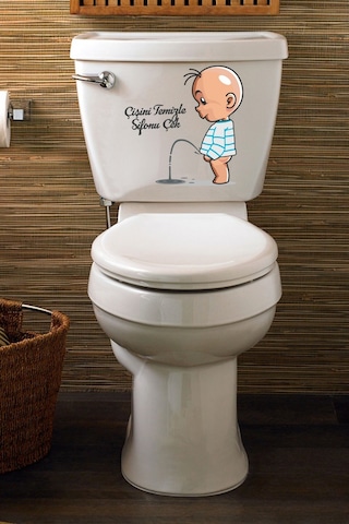 Çişini Temizle Sifonu Çek Temalı Klozet Sticker