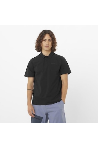 Salomon Trackline Polo M Erkek T-shirt-29845 Siyah
