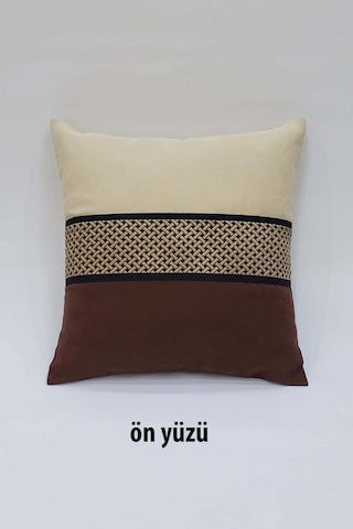 Bordür Kırlent Kılıfı Kahve Ve Krem