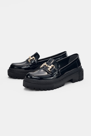 Darian Tokalı Bayan Loafer Ayakkabı- Siyah Rugan