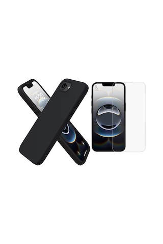 Apple iPhone 17e Uyumlu Içi Kadife Lansman Kılıf Ve Temperli Cam Ekran Koruyucu Siyah